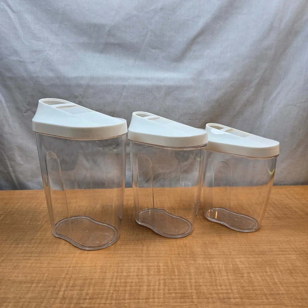 Clear plastic pour spout containers 3 sizes nuts seeds candy cereal sugar spices